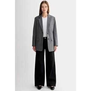Everlane The Oversized Blazer In Wool Grey Herringbone Size 2 Professional Corp
